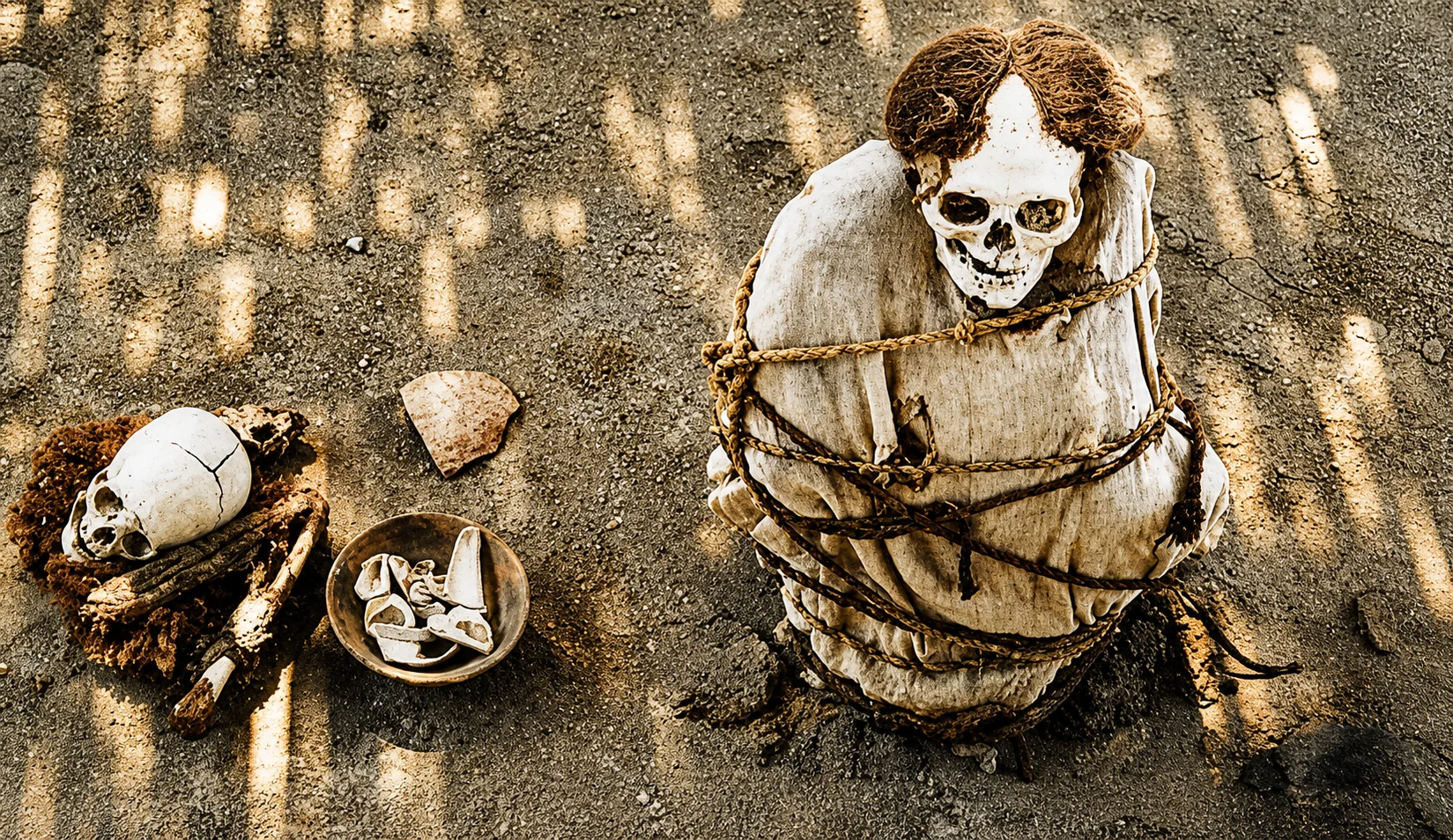Ancient tombs and mummies at Chauchilla Cemetery