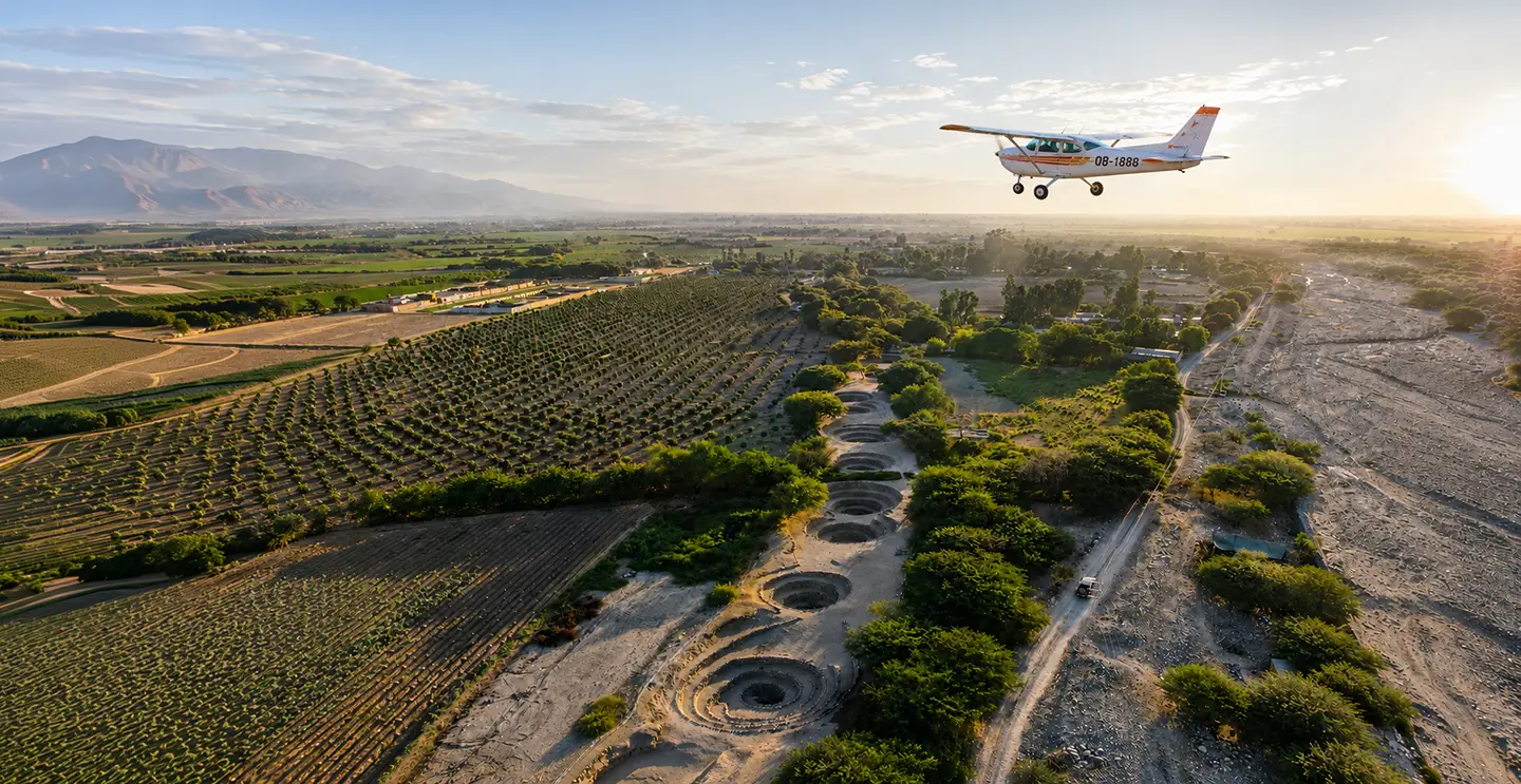 Cessna aircraft prepared for a Nazca Lines and Cantalloc Aqueducts flight