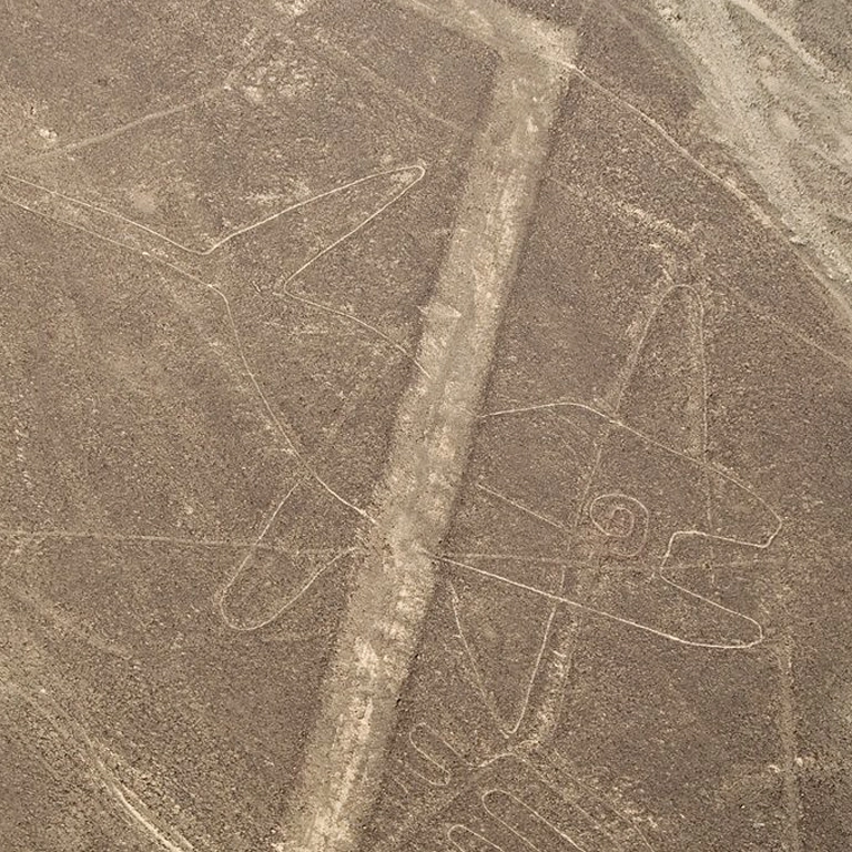 Nazca Lines Whale geoglyph seen from above