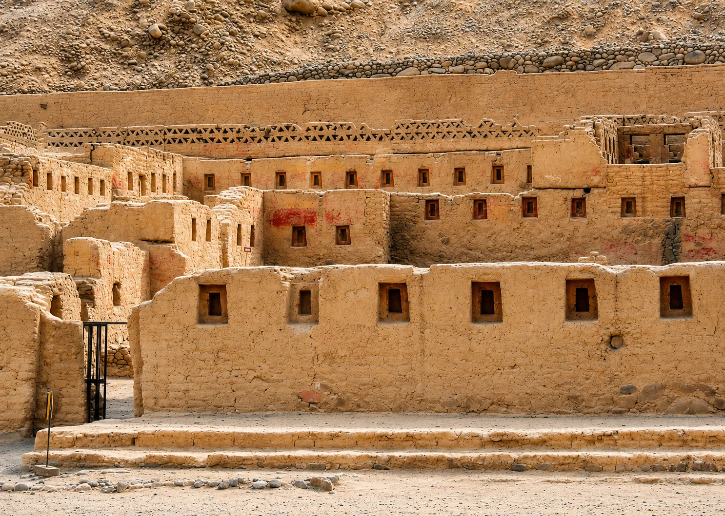 Adobe walls at the Tambo Colorado archaeological site
